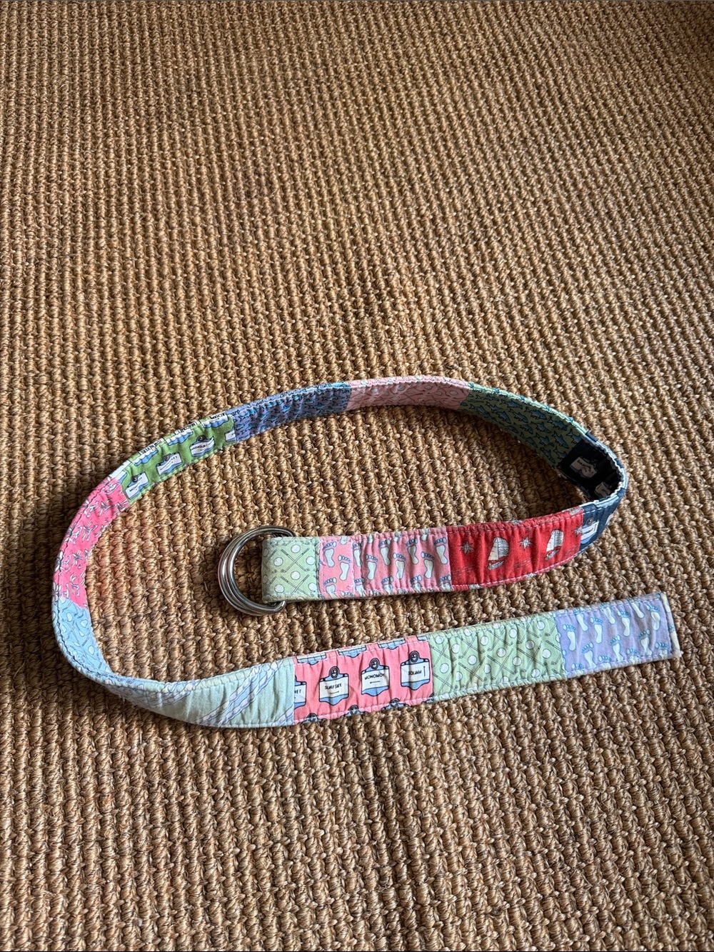 Vineyard Vines Colorful Patchwork D-Ring Fabric Belt